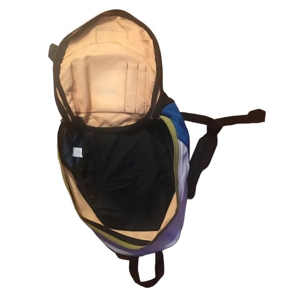 Vintage 2000s Jansport Basic White Blue Green Canvas Backpack School Bag Medium - Picture 3 of 5